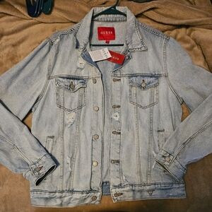 GUESS Men's Denim Distressed Jacket